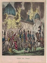 Item #16-4620 Burning the Mosques. Aquatint from "The life of Napoleon, a hudibrastic poem in...