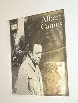 Item #16-4691 Original poster with photograph of Albert Camus for an edition of "The Plague."...