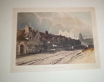 Ackermann, Rudolph - active 1794-1829) - View of Thatched Row Houses in Large Format. Ackerman's Repository of Arts. First Edition