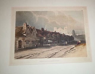 Item #16-4709 View of thatched row houses in large format. Ackerman's Repository of Arts. First...