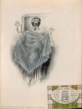 Item #16-4716 Real Shetland Lace Shawl. Handspun and Hand-knit. Original watercolor. James, Scott...