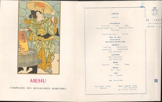 Item #16-4773 Menus for the Compagnie des Messageries Martimes, S.S. Laos with Japanese art....