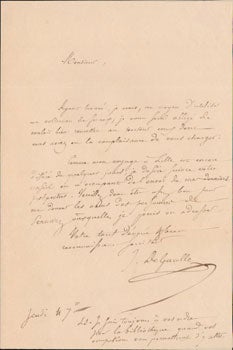 Item #16-4782 Lettre signée de Julien Philippe de Gaulle à Aimé LeRoy during the reign of...