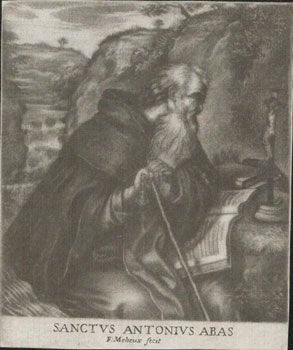 Item #16-4848 Sanctus Antonius Abas. First edition, from an old Spanish collection of original Baroque engravings. F. of J. Meheuz, etcher.