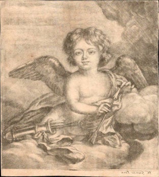 Item #16-4872 Portrait of young Lord James Beauclerk as Cupid, reclining on clouds, with arrow in...