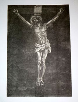 Item #16-4877 Portrait of Christ on the Cross. First edition of the mezzotint, from an old Spanish collection of original Baroque engravings. Baroque Old Master Artist.