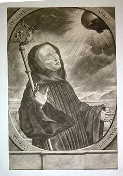Item #16-4878 Portrait of S. Benedictus, Abbas. First edition of the mezzotint, from an old...