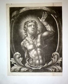 Item #16-4896 S. Sebastianus Martyr. (Portrait of St. Sebastian.). First edition of the mezzotint, from an old Spanish collection of original Baroque engravings. Baroque Old Master Artist.