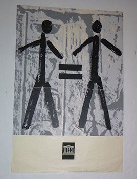 Item #16-4928 Two stick figures with an = sign between them. Original poster. UNESCO