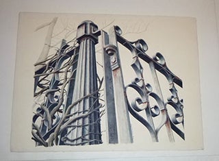 Item #16-4979 Gate with vines. Original watercolor. Philip L. Michelson, born 1948