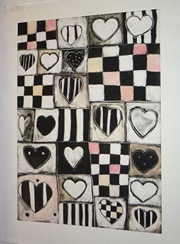 Item #16-4991 Hearts and Squares. First edition of the color etching. Ann White, born 1949