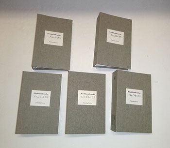 Hauser, Peter (Herausgeber); H. Bausinger, D. Bluhm, R. Bhme, Bazon Brock, U. Dring, K. Drawert, J. Grtzke, V. Hassemer, Th. Heinze, K. Hensel, R. Hopf, V. Kaminski, M. Koeppel, G. Kunert, W. Nieblich; M. Wewerka u.v.a. (et al. ) - Sammlung Von 126 Einblattdrucken Der Palmartpress. Signiert. First Editions of the Limited Edition Broadsides. Signed