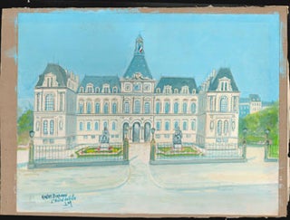 Item #16-5027 L'Hôtel de Ville du Havre . Original gouache for "Havre Disparu." TM, Initials