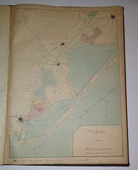 Item #16-5046 Carte de le Région de Montpellier. 1 Janvier 1920. Echelle de 1 à 20.000. First edition of the map of the Compagnie des Salins du Midi. Compagnie des Salins du Midi.