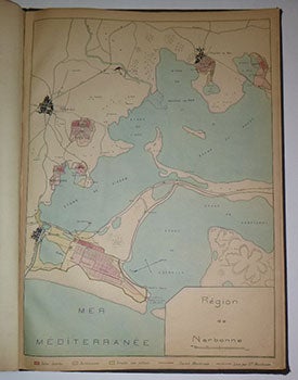 Item #16-5049 Carte de le Région de Narbonne. 1 Janvier 1920. Echelle de 1 à 20.000. First edition of the map of the Compagnie des Salins du Midi. Compagnie des Salins du Midi.