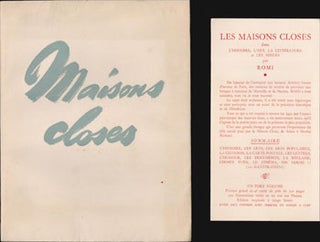 Item #16-5098 Four prospectuses for 'Maisons Closes: L'Histoire, L'Art, La Literature, Les Moeurs...