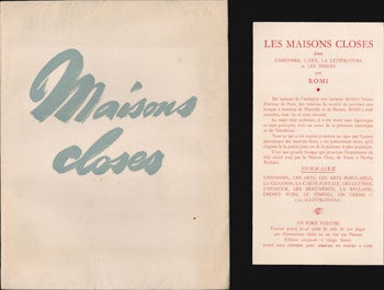 Item #16-5098 Four prospectuses for 'Maisons Closes: L'Histoire, L'Art, La Literature, Les Moeurs .'. Romi.