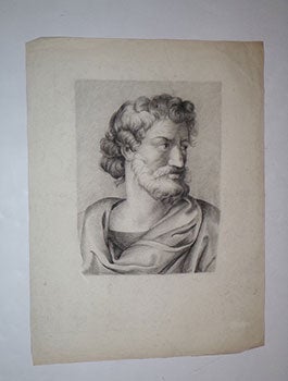 Item #16-5149 Portrait of a Male Classical Figure. Original lithograph. Nineteenth Century French...
