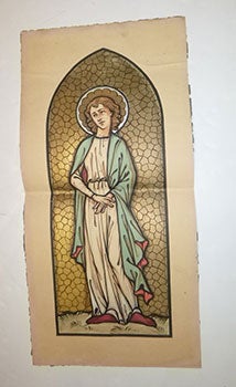 Item #16-5166 Original gouache with gold leaf for a stained glass window showing a standing...