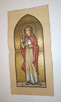 Item #16-5167 Original gouache with gold leaf for a stained glass window showing a standing...