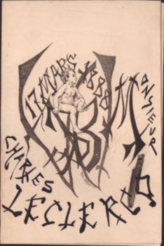 Item #16-5178 Calligraphic Menu for Charles Leclercq in 1888. [Autour de la revue blanche]. Paul...