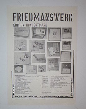Item #16-5195 Friedmanswerk, Edition Hundertmark. First edition of the Prospectus. Ken Friedman,...
