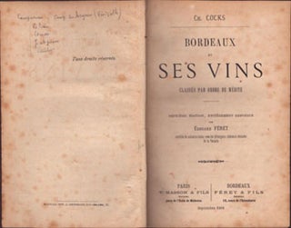 Item #16-5262 Bordeaux et ses Vins classés par ordre de mérite. Deuxième Edition ,...
