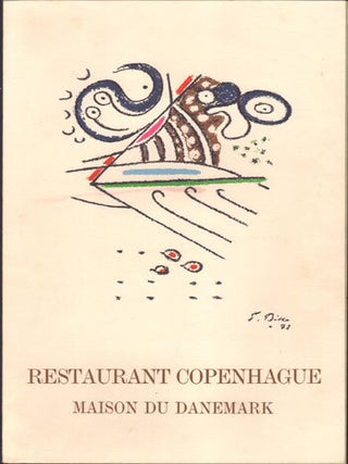 Item #16-5379 Menu cover with original lithograph by Ejler Bille for Restaurant Copenhague -...