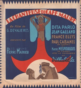Item #16-5479 Pochoir flyer for "La chanteuse du café Maure" Un film de G. Devalières . First...
