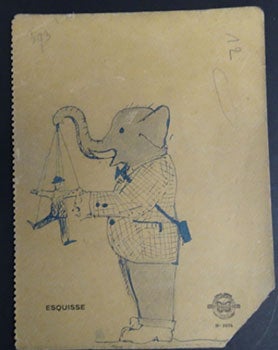 Item #16-5490 Original ink drawing of Babar the elephant as a marionette. Jean de Brunhoff