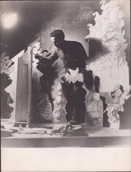 Item #16-5510 Original photograph of the artist André Beaurepaire creationg a stage set. Paris B...