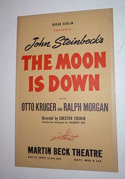 Item #16-5565 Original Poster for the Broadway production of John Steinbeck's "The Moon is Down."...