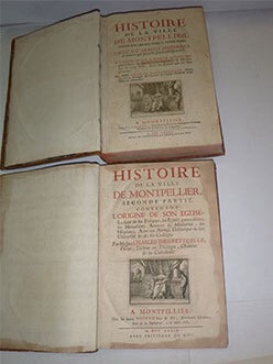 Histoire de la ville de Montpellier, depuis son origine jusqu'à notre temps ; avec un abrégé historique de tout ce qui précéda son établissement : A laquelle on a ajouté l'histoire particulière des jurîdictions anciénes & modernes de cette ville, avec les statuts qui lui sont propres. Par Messire Charles d'Aigrefeuille,... First edition.