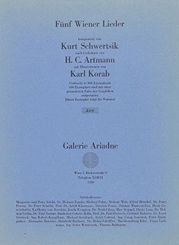 Item #16-5741 Fünf Wiener Lieder. Komponiert von Kurt Schwertsik nach Gedichten von H.C....