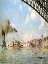 Item #16-5983 St. Louis The “Gateway to the West” in 1878 Signed. John Stobart