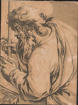Item #16-6325 Saint Matthew, after Georges Lallemand. First edition of the Chiaroscuro woodcut by...