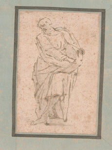 Item #16-6330 Standing Classical man in gown. Original drawing. Luca Cambiaso, attributed or...