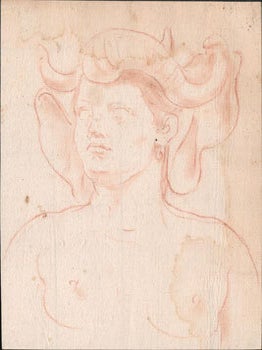 Item #16-6340 Study for the sculpture "L’Afrique," Château de Versailles. Original sanguine...