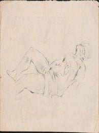 Reclining woman fondling herself. First edition of the lithograph. Signed. Hans Karl Sch&ouml;llhorn, artist.