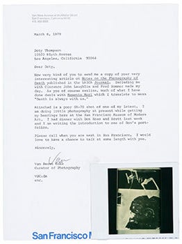 Item #16-6355 Typed letter from Van Deren Coke to Dody Weston Thompson with original SX-70...
