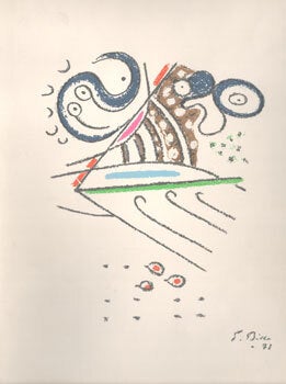 Item #16-6446 Menu with with original lithograph by Ejler Bille for Restaurant Copenhague -...