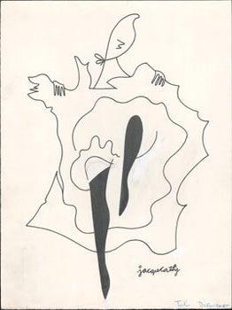 Item #16-6447 Can Can Dancer. Original ink drawing. Signed. Jacques Cathy, provenance Les...