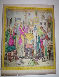 Item #16-6519 A Barbers Shop in Assize Time - from a Picture painted by H. W. Bunbury Esq. The Last Work of the late James Gillray - Now First published May 15th 1818 by G. Humphrey nephew and successor to the late Mrs H. Humphrey (first published January 9th 1811), First edition of the engraving. Henry William After Bunbury, James Gillray, engraver, Hannah Humphrey, active, publisher.