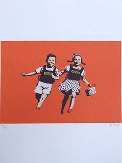 Item #16-6528 Jack & Jill. Lithograph after the silkscreen. Signed and numbered. Banksy ....