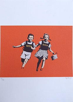 Item #16-6528 Jack & Jill. Lithograph after the silkscreen. Signed and numbered. Banksy ....