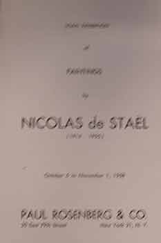Item #17-0076 Loan Exhibition of Paintings by Nicholas de Stael (1914-1955) : Paul Rosenberg &...
