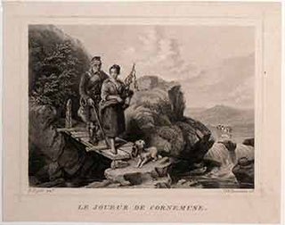 Item #17-3025 Le Joueur de Cornemuse. (B&W engraving). F. Taylor, I. W. Baumann, Artist, Engraver
