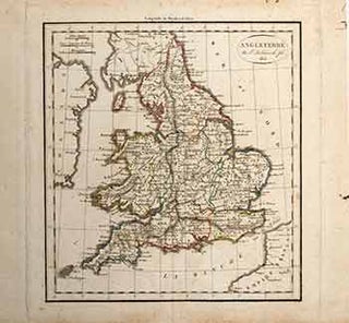 Item #17-3035 Angleterre : Map of England. (B&W engraving with hand colored borders). 19th...