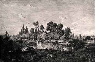 Item #17-3102 Morning. (First edition of the etching.). Th. Rousseau, Kratke, Artist, Engraver