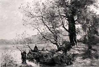 Item #17-3111 Garda Lake. (First edition of the etching.). Corot, Toussaint, Artist, Engraver